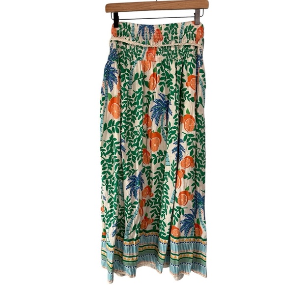 C&C California Smocked Waist Citrus Palm Tree Orange Tropical Skirt NEW Size XL - Picture 5 of 15